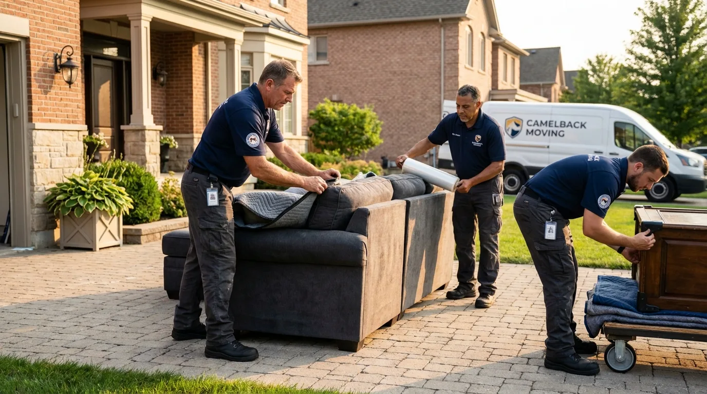 Large estate moving crew wrapping furniture in Harbor Springs, MI