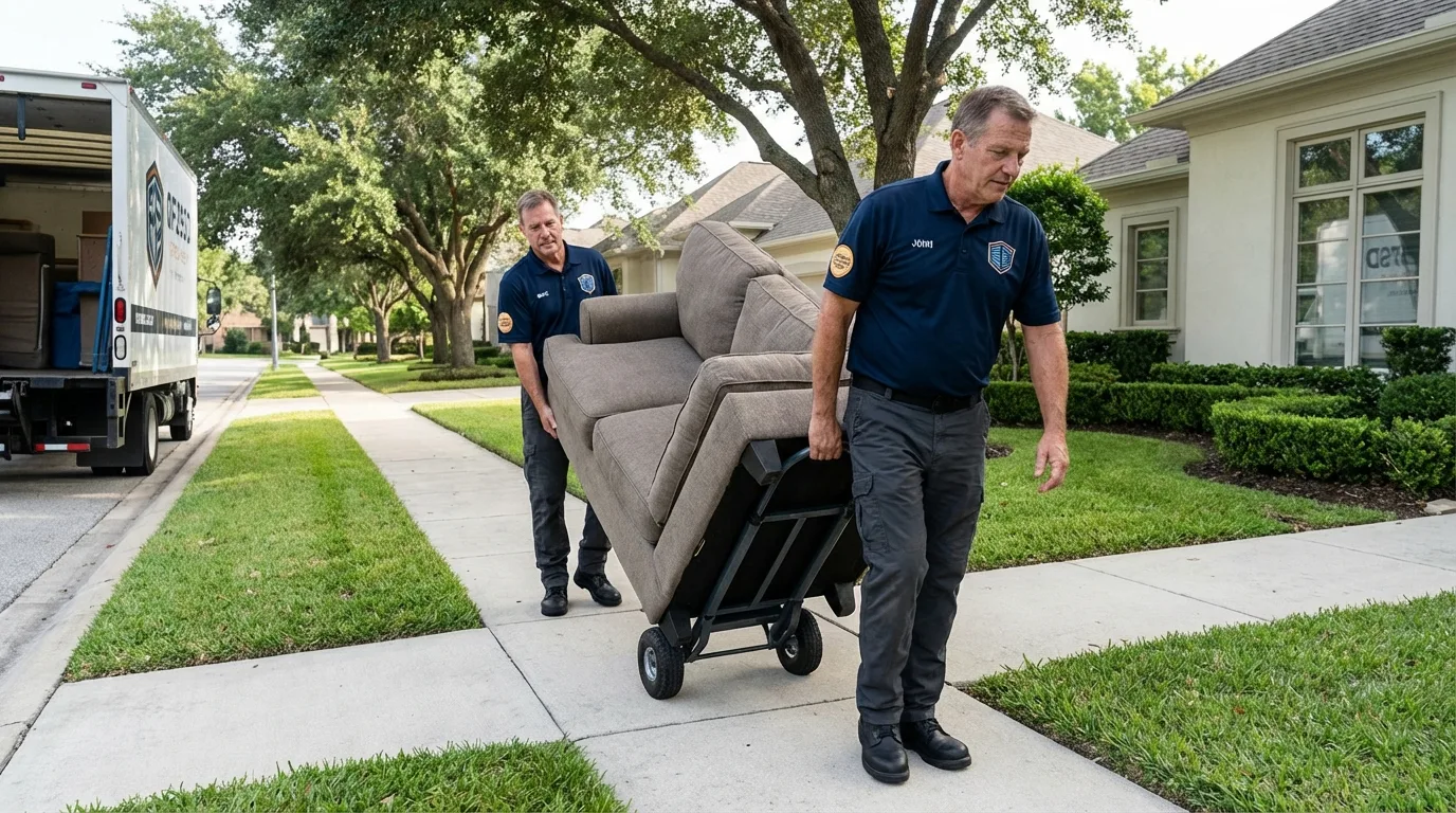 Local residential moving crew loading furniture in Harbor Springs, MI